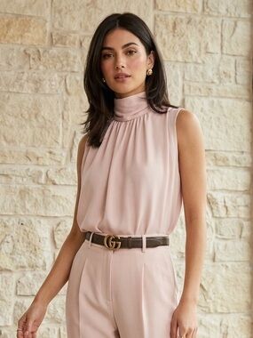 Zara Blush Pink Sleeveless Draped Neck Camisole